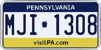 PA license plate MJI1308