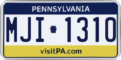 PA license plate MJI1310