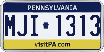 PA license plate MJI1313