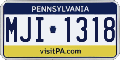 PA license plate MJI1318