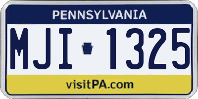 PA license plate MJI1325