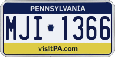 PA license plate MJI1366