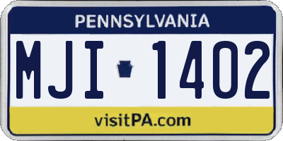 PA license plate MJI1402