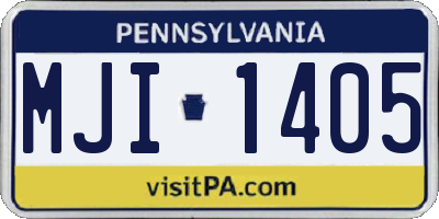 PA license plate MJI1405