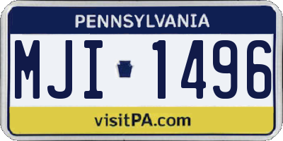 PA license plate MJI1496