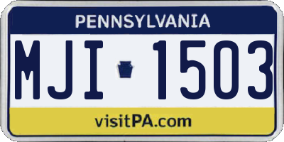 PA license plate MJI1503