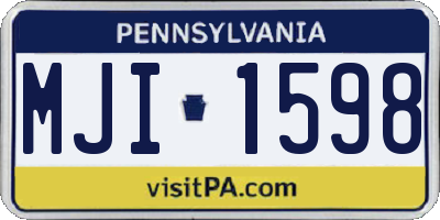 PA license plate MJI1598