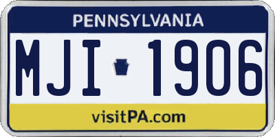 PA license plate MJI1906