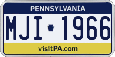 PA license plate MJI1966