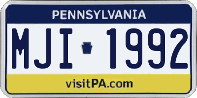 PA license plate MJI1992