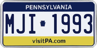 PA license plate MJI1993