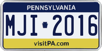 PA license plate MJI2016