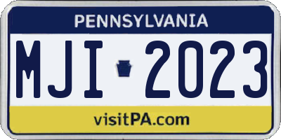 PA license plate MJI2023