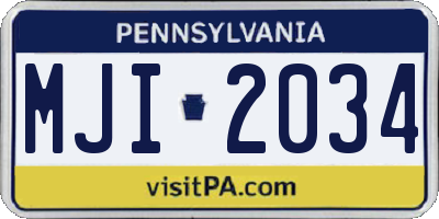 PA license plate MJI2034