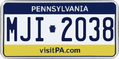 PA license plate MJI2038