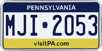 PA license plate MJI2053
