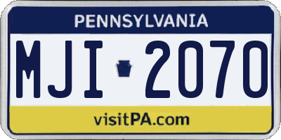 PA license plate MJI2070