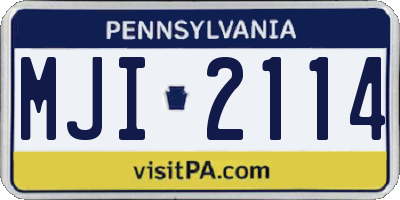 PA license plate MJI2114