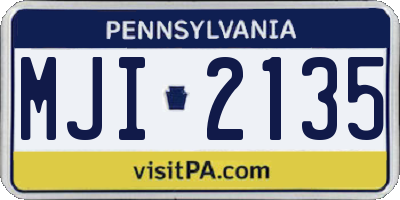 PA license plate MJI2135