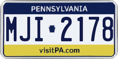 PA license plate MJI2178