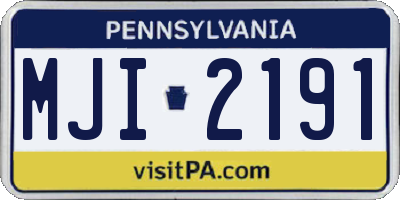 PA license plate MJI2191