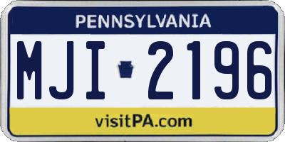 PA license plate MJI2196