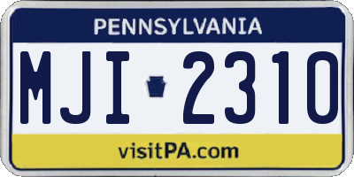 PA license plate MJI2310