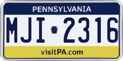 PA license plate MJI2316