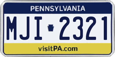 PA license plate MJI2321