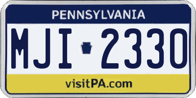 PA license plate MJI2330