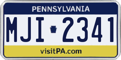 PA license plate MJI2341