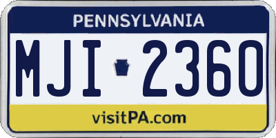 PA license plate MJI2360