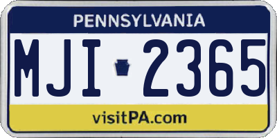 PA license plate MJI2365