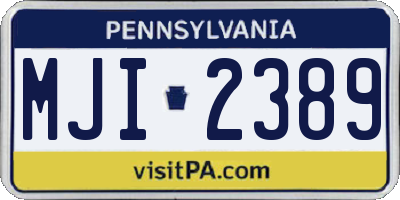 PA license plate MJI2389