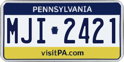 PA license plate MJI2421