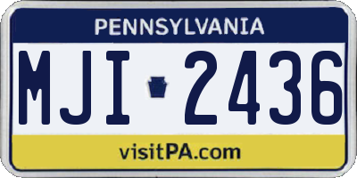 PA license plate MJI2436