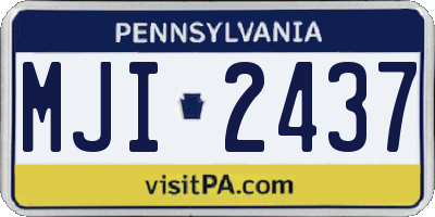 PA license plate MJI2437