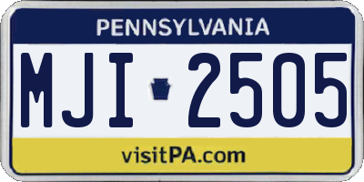 PA license plate MJI2505