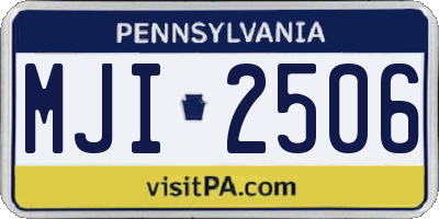 PA license plate MJI2506