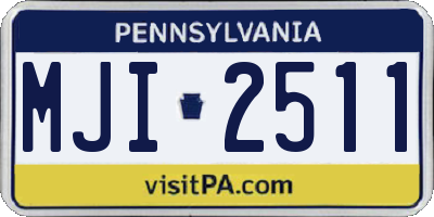 PA license plate MJI2511