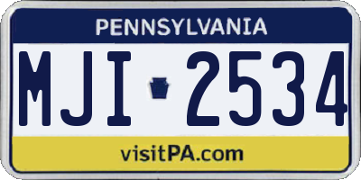 PA license plate MJI2534