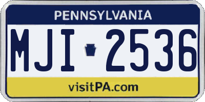 PA license plate MJI2536