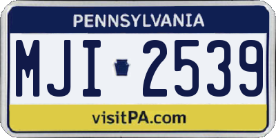 PA license plate MJI2539