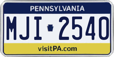 PA license plate MJI2540