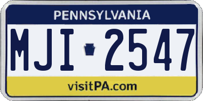 PA license plate MJI2547
