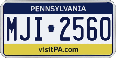 PA license plate MJI2560