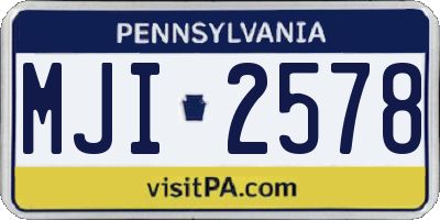 PA license plate MJI2578