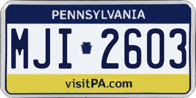 PA license plate MJI2603