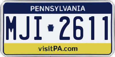 PA license plate MJI2611