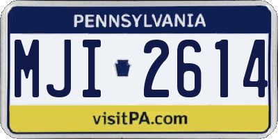 PA license plate MJI2614